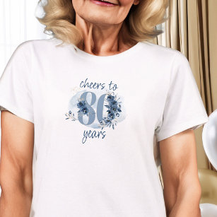 Camiseta 80 años de alegría por número de flores de 80 años