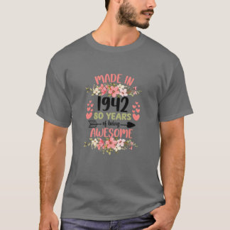 Camiseta 80 Años De Edad 80º Nacido En 1942 Chica
