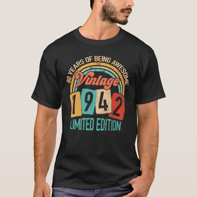 Camiseta 80 Años De Edad Increíble En 1942 80º Cumpleaños (Anverso)