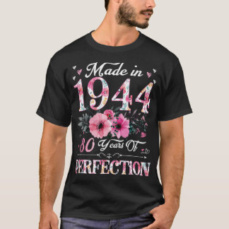 Camiseta 80 Años Hecho En 1944 Regalo De Cumpleaños De Flor