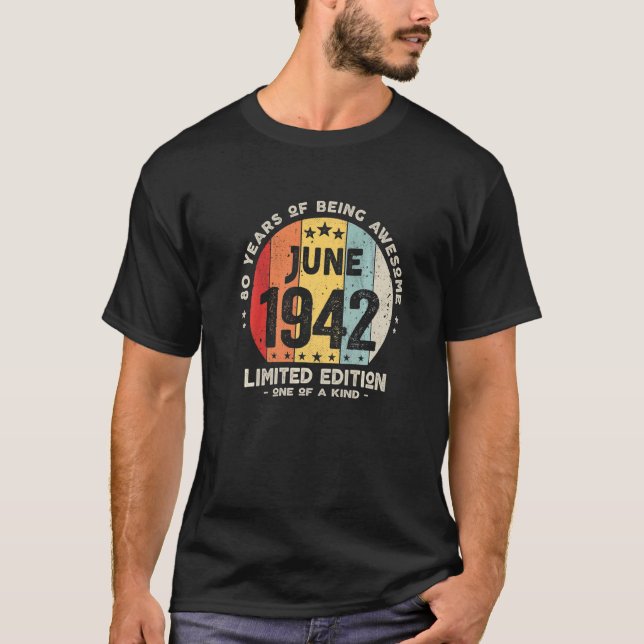 Camiseta 80 años Junio 1942 80º cumpleaños 2 (Anverso)