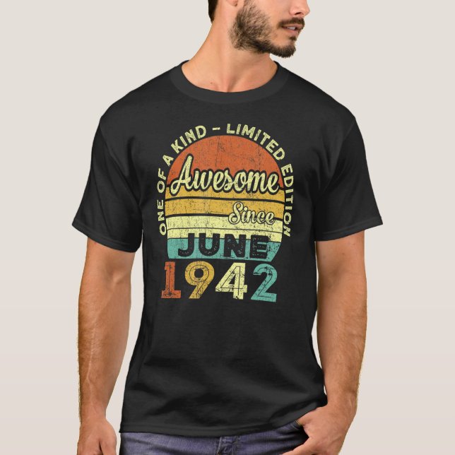 Camiseta 80 años Junio de 1942 80º cumpleaños (Anverso)