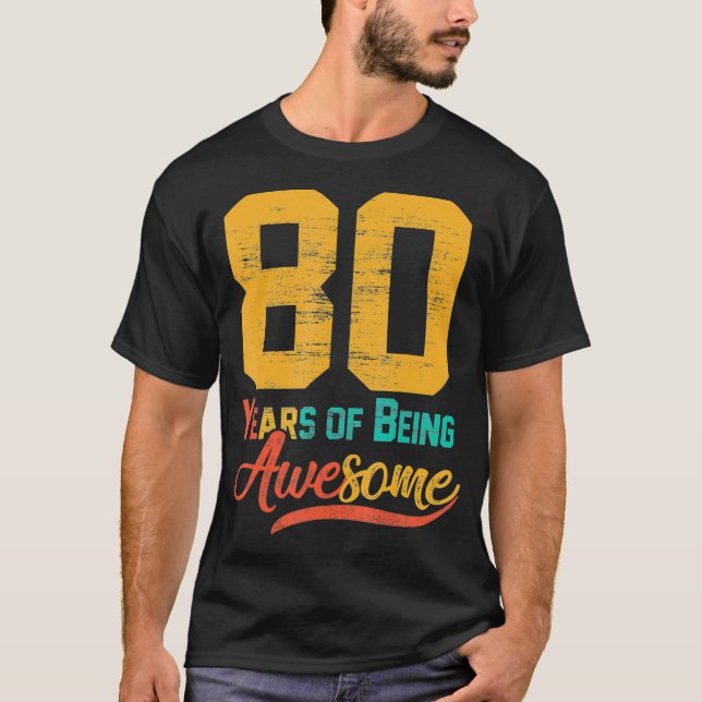 Camiseta 80 años papá mamá abuelo hombres (Anverso)
