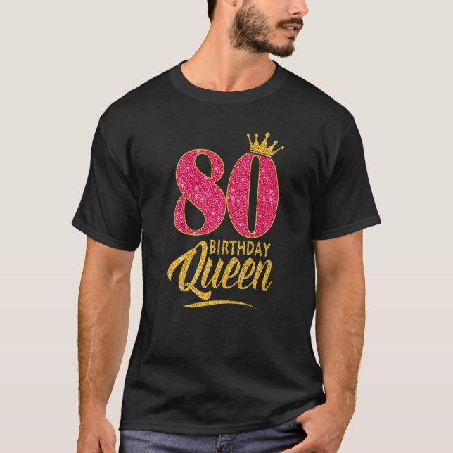 Camiseta 80 años Reina de cumpleaños de 80 años Chica de co (Anverso)