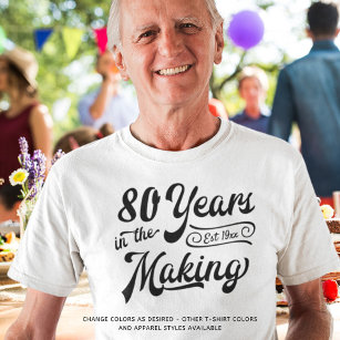 Camiseta 80 años retro o cualquier año de cumpleaños en pro