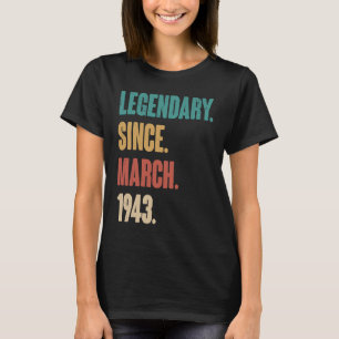 Camiseta 80 años Vintage 1943 Cumpleaños 80 de marzo Deco