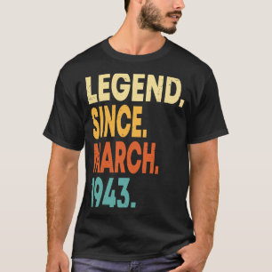 Camiseta 80 Años Vintage Marzo 1943 80º cumpleaños