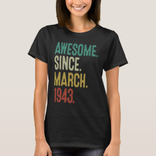Camiseta 80 Años Vintage Marzo 1943 80º cumpleaños