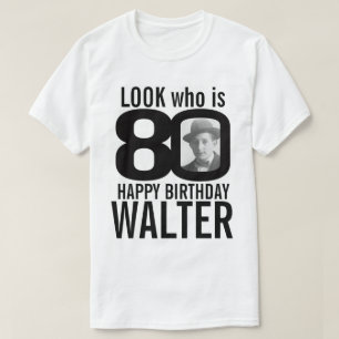 Camiseta 80 cumpleaños mono aspecto 80 foto y nombre perso