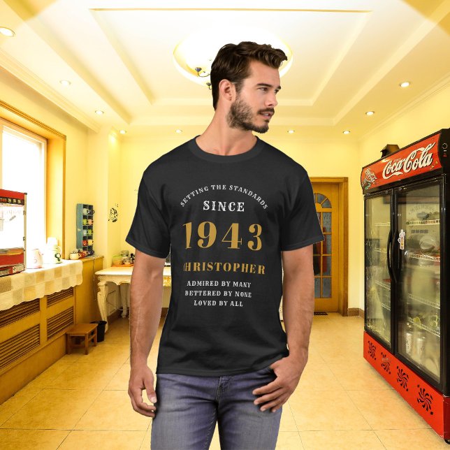 Camiseta 80 cumpleaños Nacido 1943 Negro Añadir tu nombre a (Subido por el creador)