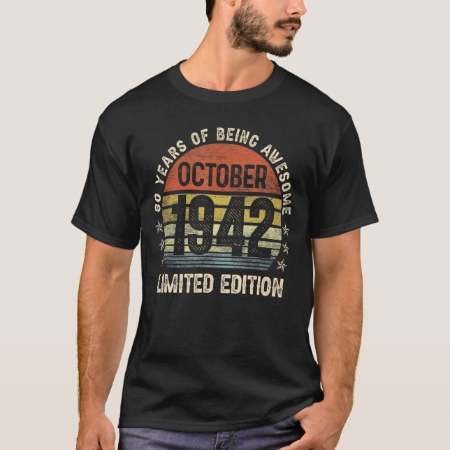 Camiseta 80 cumpleaños octubre 1942 80 años 1 (Anverso)