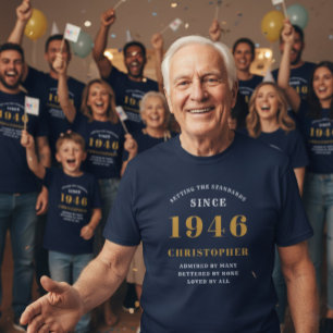 Camiseta 80 cumpleaños personalizado 1946 Añadir nombre oro