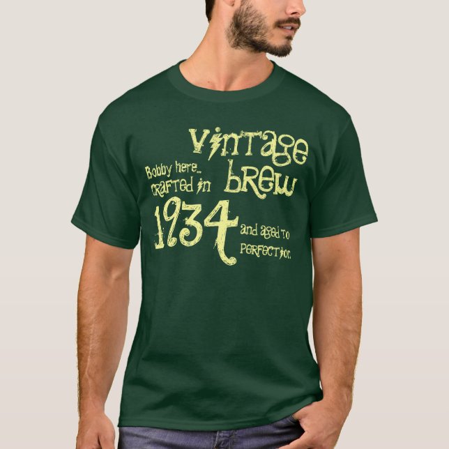 Camiseta 80.o Cumpleaños crema del verde del vintage de (Anverso)