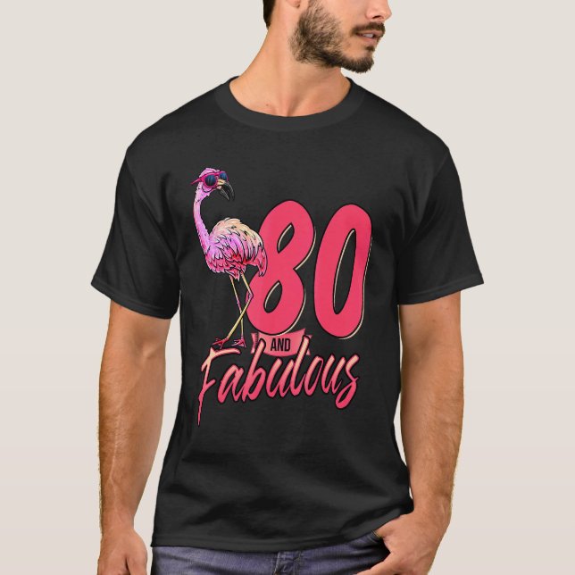Camiseta 80 Y Fabuloso 80 Aniversario De Flamingo (Anverso)