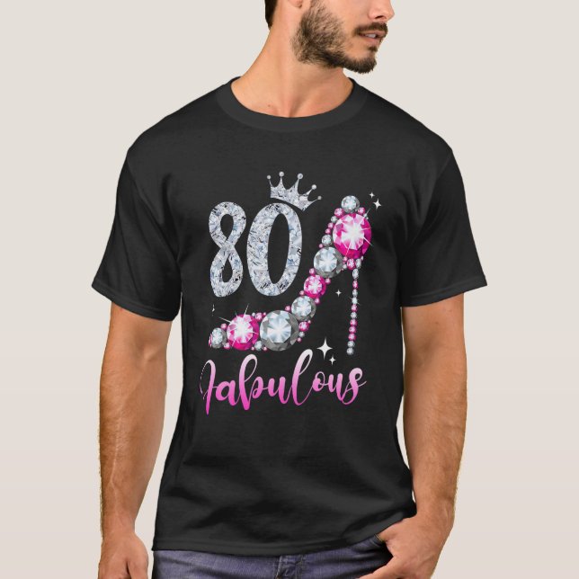 Camiseta 80 Y Fabulosos Zapatos De Cumpleaños Crown Diamond (Anverso)