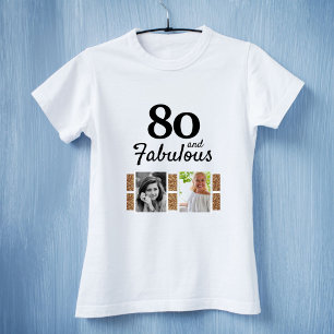 Camiseta 80 y Fabulous Gold Purpurina 2 Photo 80th Birthday