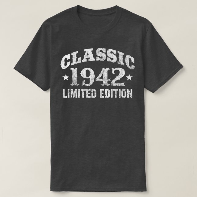 Camiseta 80 Years Old Classic Car 1942 Limited Edition 80th (Diseño del anverso)