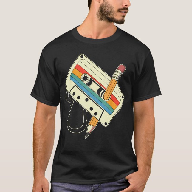 Camiseta 80s 90s Retro Music Mitape Cassetteape Pencil Nost (Anverso)