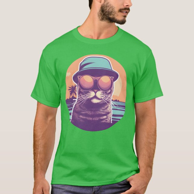 Camiseta 80s 90s Vintage Cat retro (Anverso)
