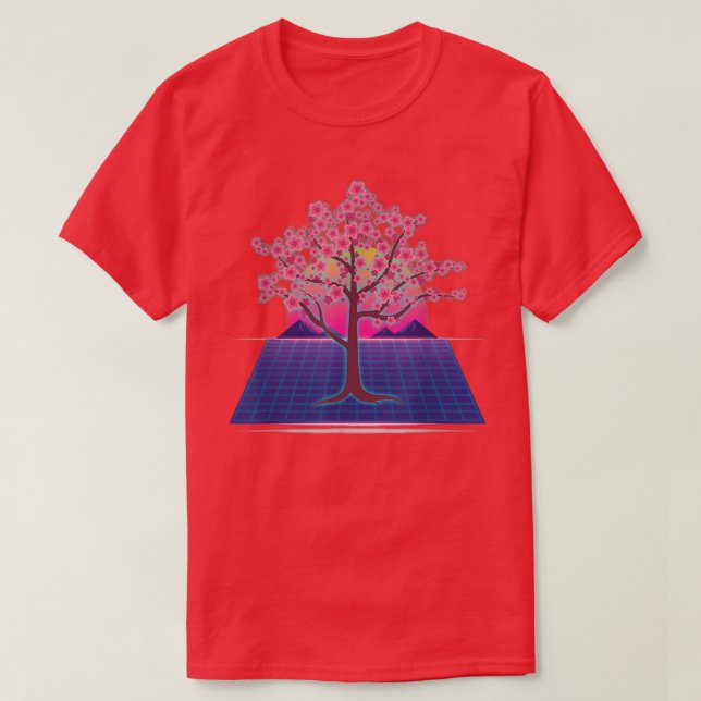 Camiseta 80s Art Japanese Sakura Tree Flower Vaporwave Cher (Diseño del anverso)