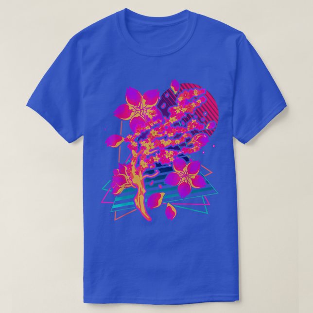 Camiseta 80s Art Sakura Flower Japan Retro Vaporwave Cherry (Diseño del anverso)
