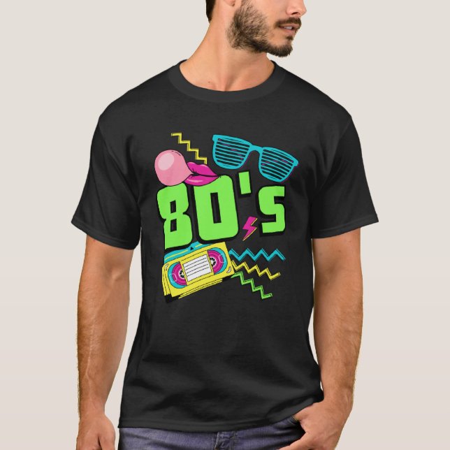 Camiseta 80s Costume Theme Party 80s Outfit Retro Party Vin (Anverso)