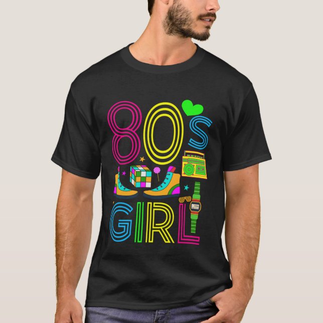 Camiseta 80s Girl Fashion Theme Party Outfit 1980s Eighties (Anverso)
