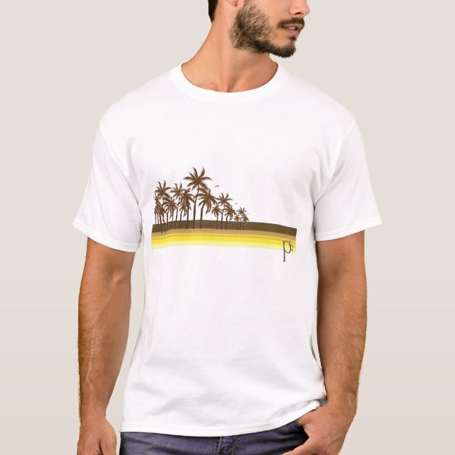 Camiseta 80s retro Brown/palmas de oro (Anverso)