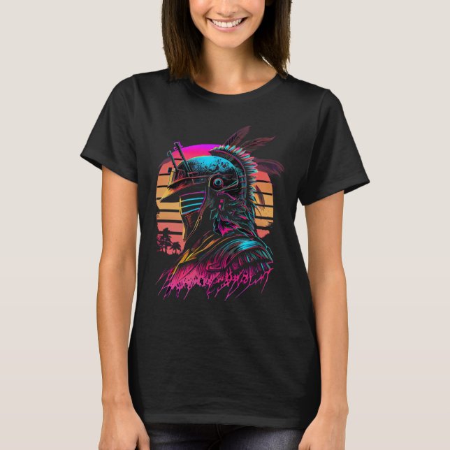 Camiseta 80s Samurai Synthwave Retrowave Colorful Graphic (Anverso)