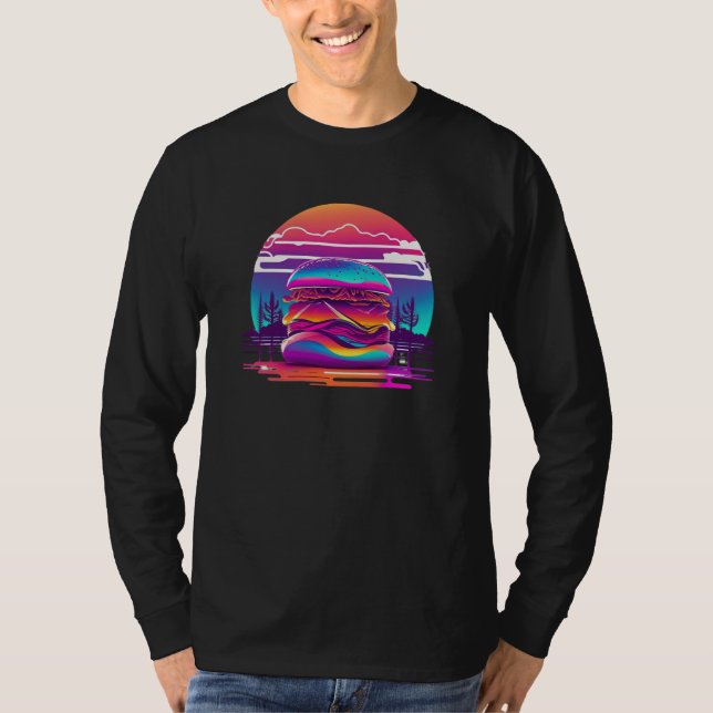 Camiseta 80s Synthwave Burger with a Retro Aesthetic (Anverso)