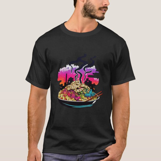 Camiseta 80s Synthwave Fried Rice with a Retro Aesthetic (Anverso)