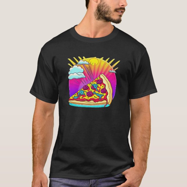 Camiseta 80s Synthwave Pizza with a Retro Aesthetic (Anverso)