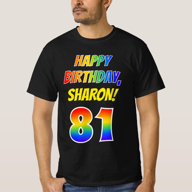 Camiseta 81ª Cumpleaños — Negrita, Diversión, Arcoiris 81,  (Anverso)