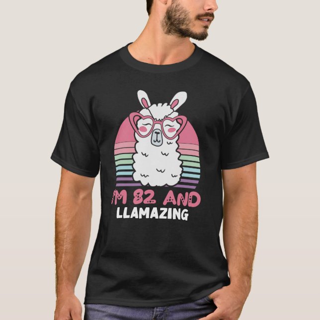 Camiseta 82.º cumpleaños Llamando Llama de 82 años (Anverso)