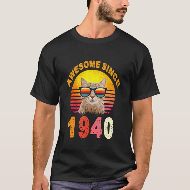Camiseta 82.º Gato Vintage desde 1940 (Anverso)