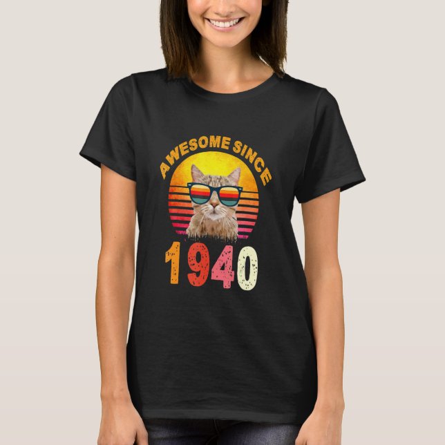 Camiseta 82.º Gato Vintage desde 1940 (Anverso)