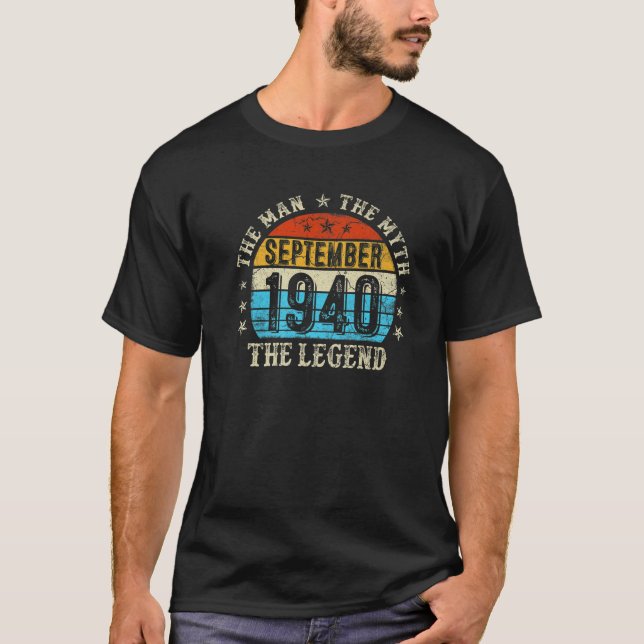 Camiseta 82 Años La leyenda del mito del hombre Septiembre  (Anverso)