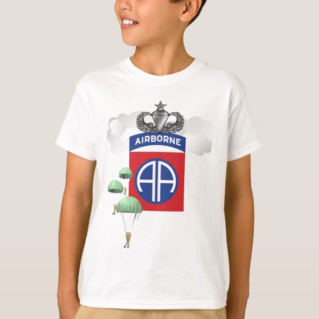 Camiseta 82.o Aerotransportado, paracaidistas, alas mayores (Anverso)