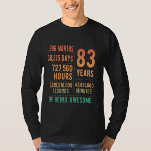 Camiseta 83.ª crianza de las mujeres de 83 años
