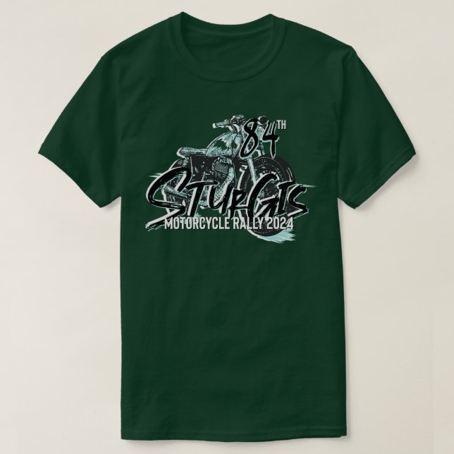 Camiseta 84.º mítin de motocicletas Sturgis verde azulado y (Diseño del anverso)