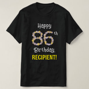 Camiseta 86º cumpleaños: Flores florales número "86" + nomb