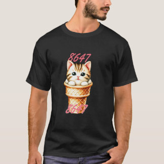 Camiseta 8647 Floral Retro Sutil 86 47 Gato Helado 4º O