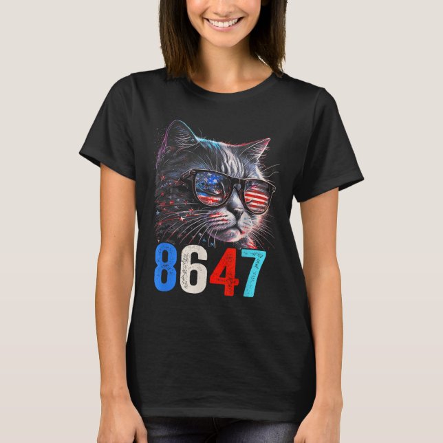 Camiseta 8647 Retro 86 47 Gatos Amantes (Anverso)