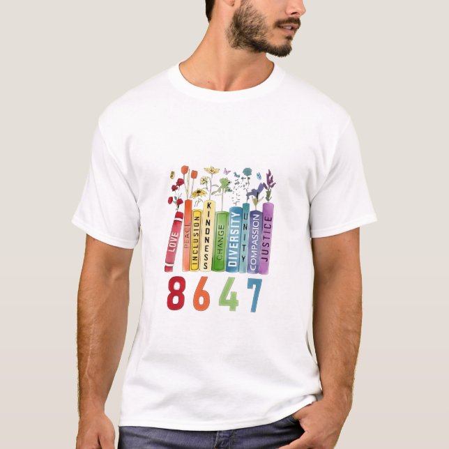 Camiseta 8647 Sutil Anti Trump Anti MAGA 86 47 Floral LGBT (Anverso)