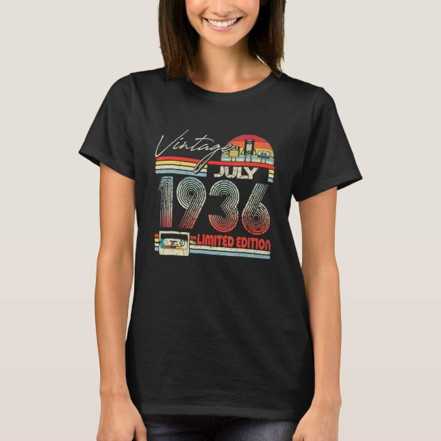 Camiseta 86.º cumpleaños Julio 1936 Cassette de época (Anverso)