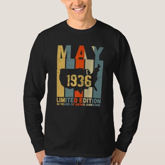 Camiseta 86° Cumpleaños Mayo 1936 86 Años De Ser Increíble (Anverso)
