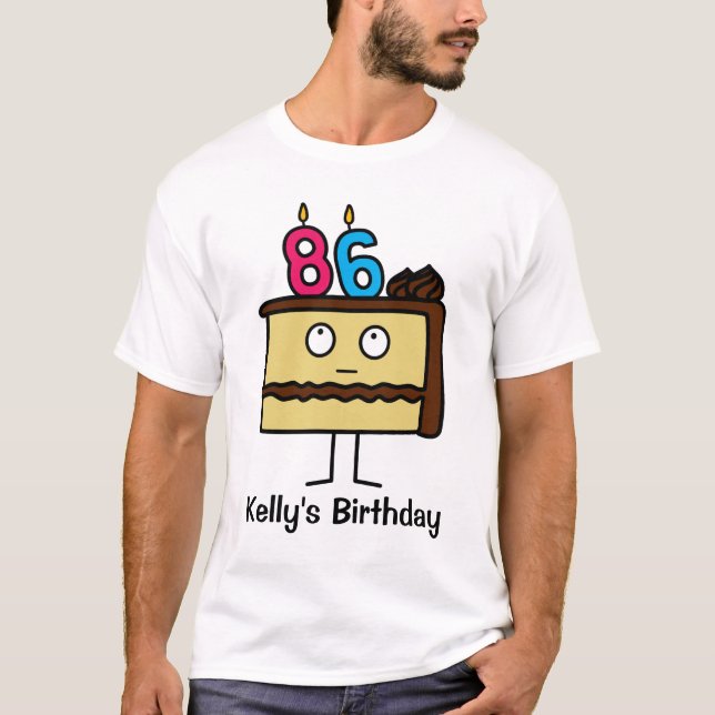 Camiseta 86.o Torta de cumpleaños con las velas (Anverso)