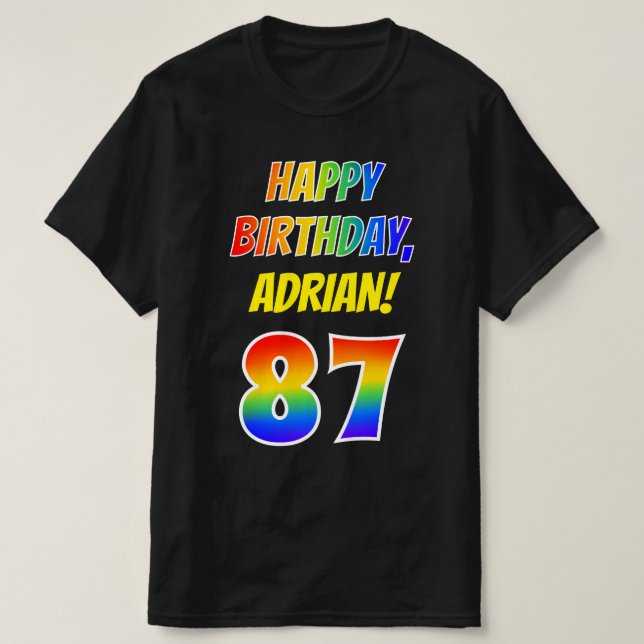 Camiseta 87º cumpleaños — Negrita, diversión, arcoiris 87,  (Diseño del anverso)