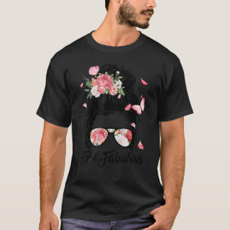 Camiseta 87 años Fabuloso Messy Bun Floral 87º nacimiento