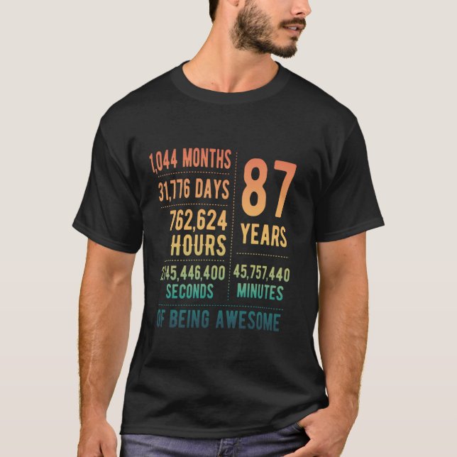 Camiseta 87 años Hombres de Cumpleaños Mujeres Graciosas 87 (Anverso)